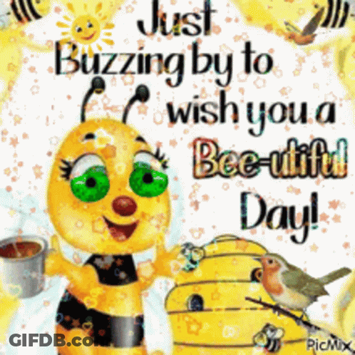 Bee Holding Coffee Just Buzzing By GIF