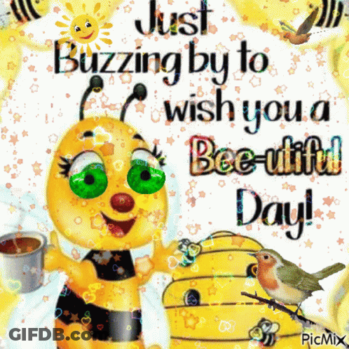 Bee Holding Coffee Wishing Beautiful Day GIF