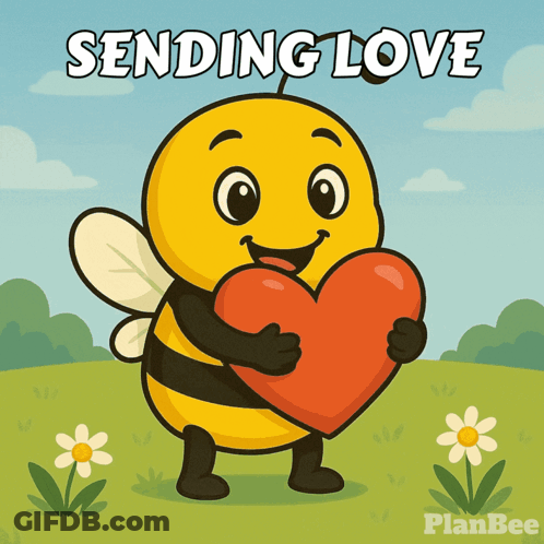 Bee Holding Heart Sending Love GIF