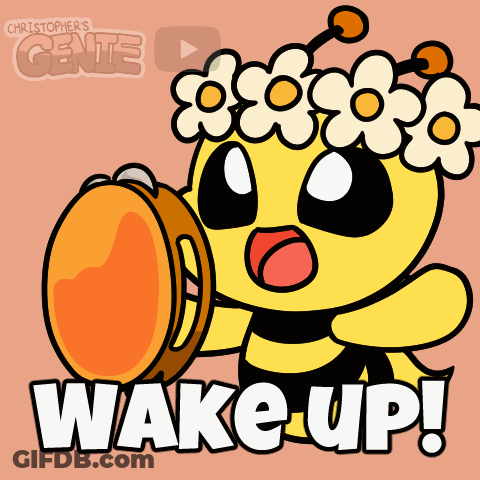 Bee Holding Tambourine Wake Up GIF