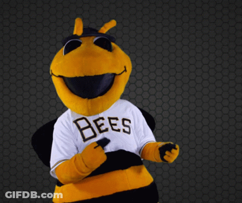 Bee Mascot In White Shirt Saying Bees GIF