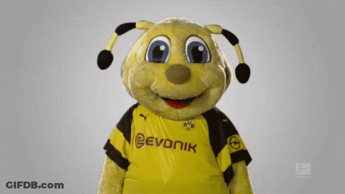 Bee Mascot In Yellow And Black Evonik Jersey GIF