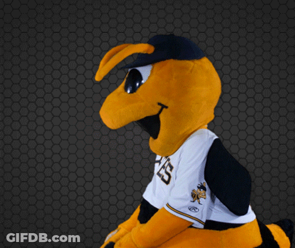 Bee Mascot Using Lightsaber GIF