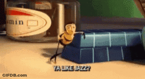 Bee On Blue Box Asks Ya Like Jazz GIF