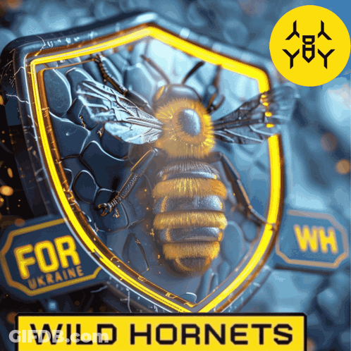 Bee On Shield Saying Wild Hornets GIF