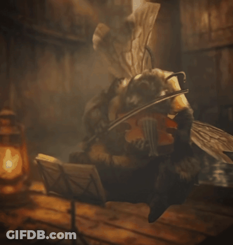 Bee Playing Violin In Dark GIF