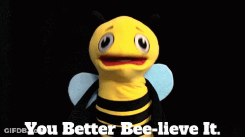 Bee Puppet Says You Better Bee-Lieve It GIF
