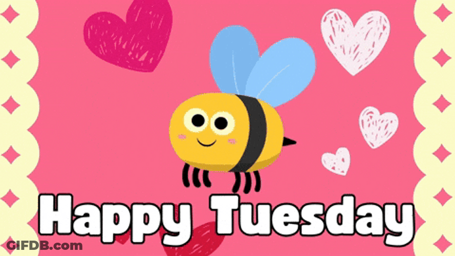 Bee Scattering Hearts Cute Tuesday GIF