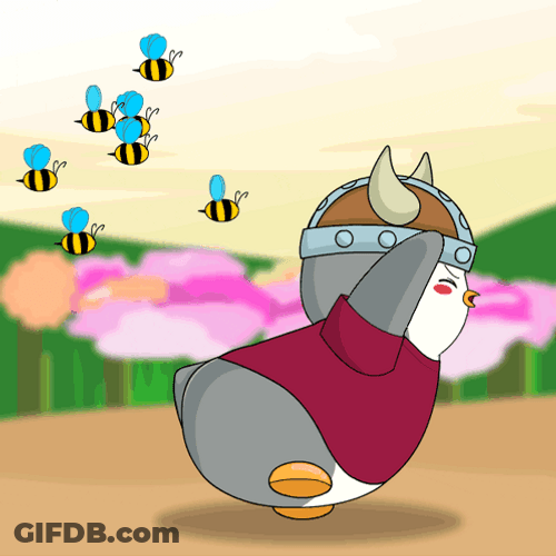 Bee Sting Running Penguin GIF