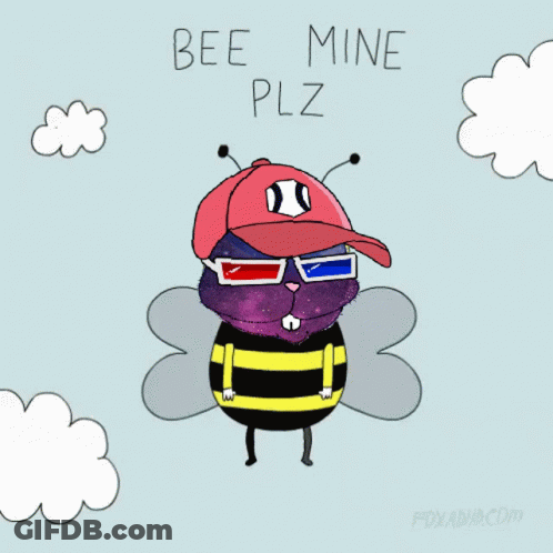 Bee Wearing Baseball Cap And 3D Glasses GIF