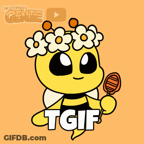 Bee With Flowers On Head Holding Lollipop TGIF GIF