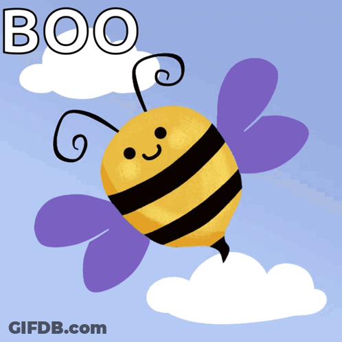 Bee With Purple Wings Flying Boo GIF