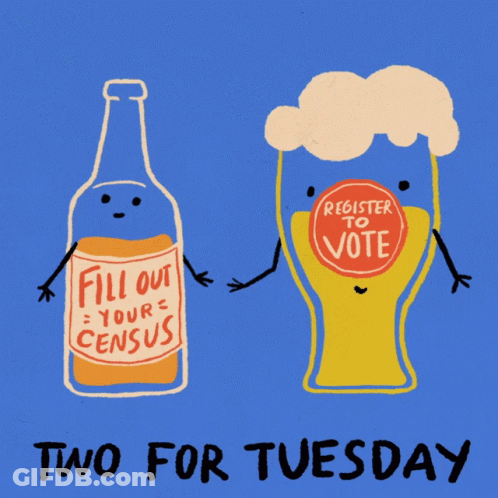 Beer Bottle And Glass With Register To Vote Sign GIF