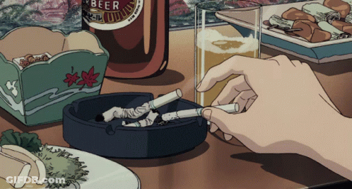 Beer Bottle Next To Smoker GIF