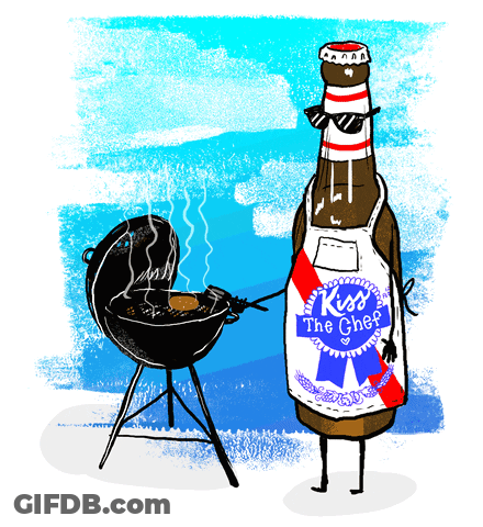 Beer Bottle With Apron Saying Kiss The Chef GIF