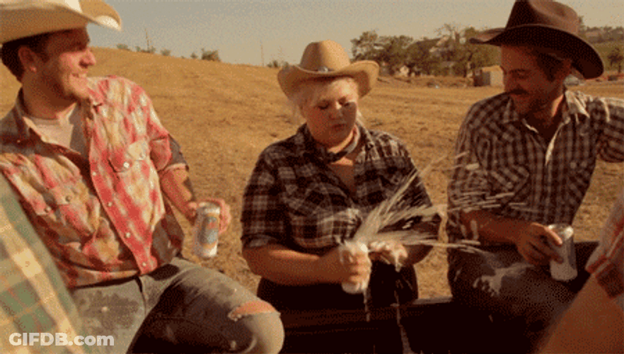 Beer Chug Challenge Cowboy Drinking Buddies GIF