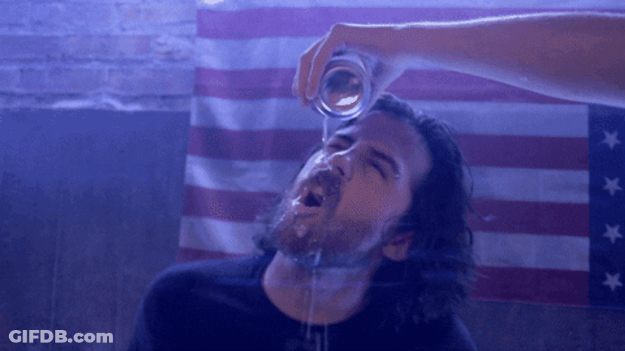 Beer Chug Challenge Rock Band Drumming GIF