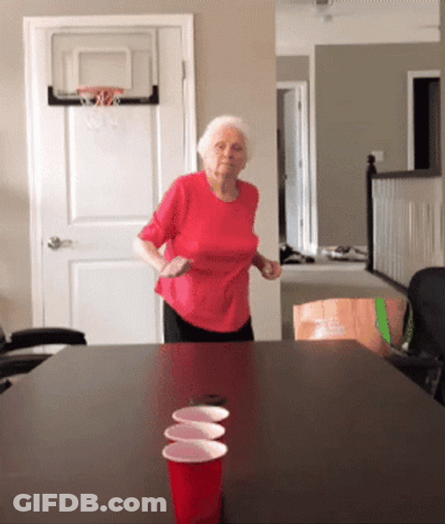 Beer Pong Playing Old Lady Dancing GIF