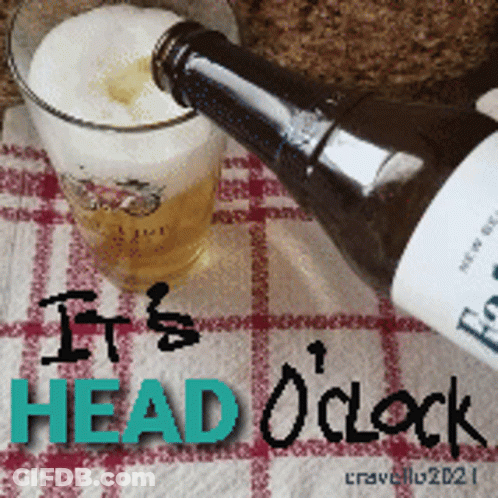 Beer Poured Into Glass With It's Head O'clock GIF