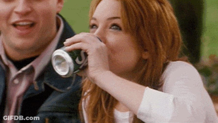 Beer Spit Take Lindsay Lohan GIF