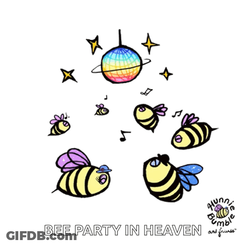 Bees Flying Around Disco Ball Bee Party In Heaven GIF