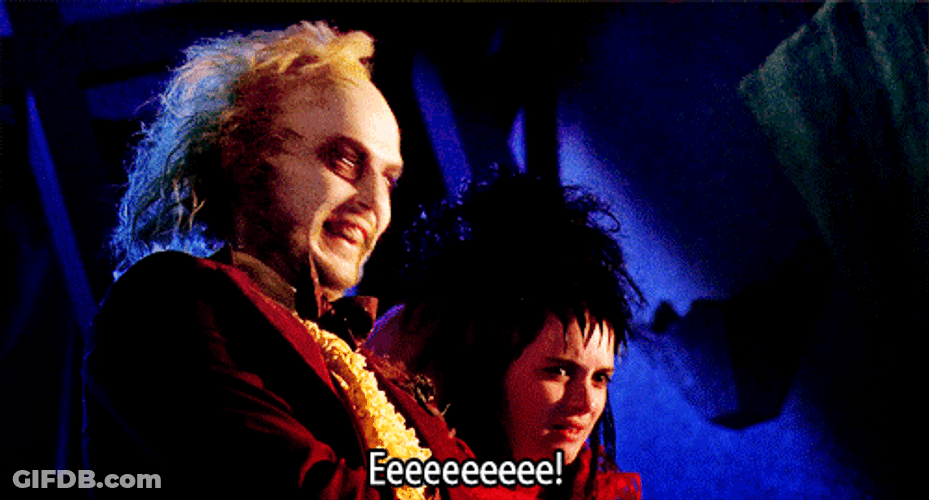 Beetlejuice Reacting With Woman GIF