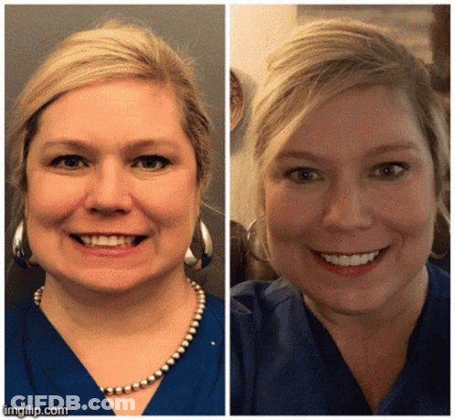 Before And After Woman With Pearl Necklace And Earrings GIF