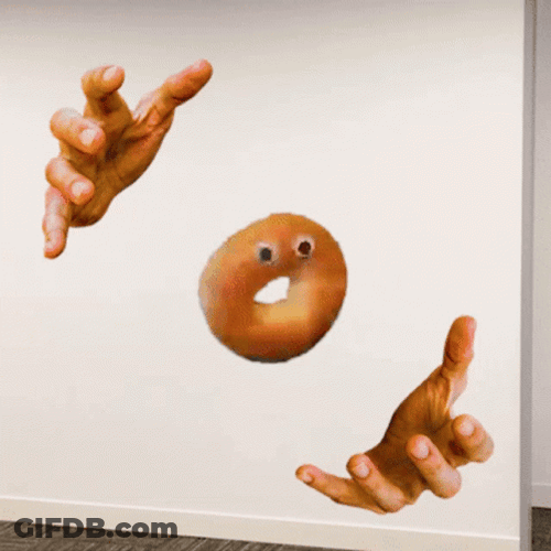 Beige Background Floating Bagel GIF