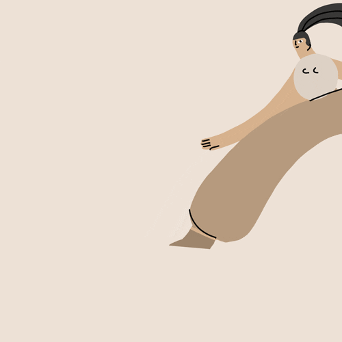 Beige Cartoon Girl Happy Jump GIF