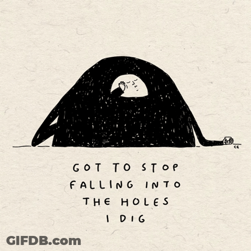 Beige Minimalist Falling Into Holes Graphic Design GIF