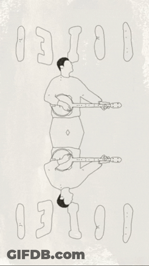 Beige Minimalist Guitar Playing Moving Sketch GIF