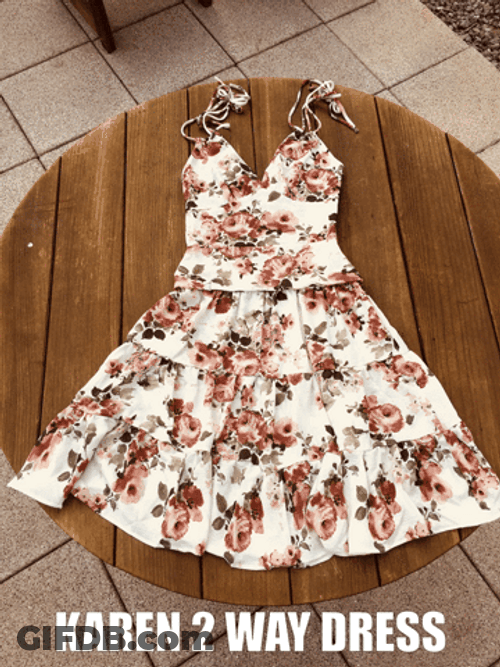 Beige Minimalist Karen Two Way Dress GIF