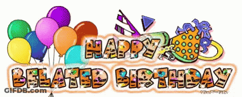 Belated Birthday Card With Balloons GIF