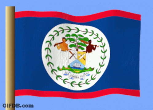 Belize Flag With Coat Of Arms GIF