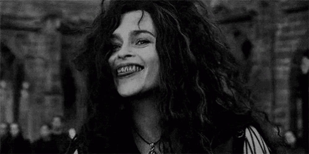 Bellatrix Lestrange Crazy Smile GIF