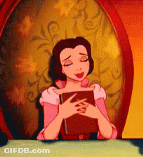 Belle Hugging A Book GIF