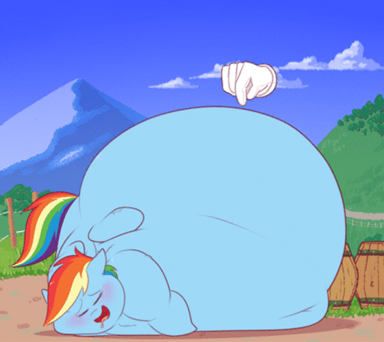 Belly Inflation Poke Rainbow Dash Pony GIF