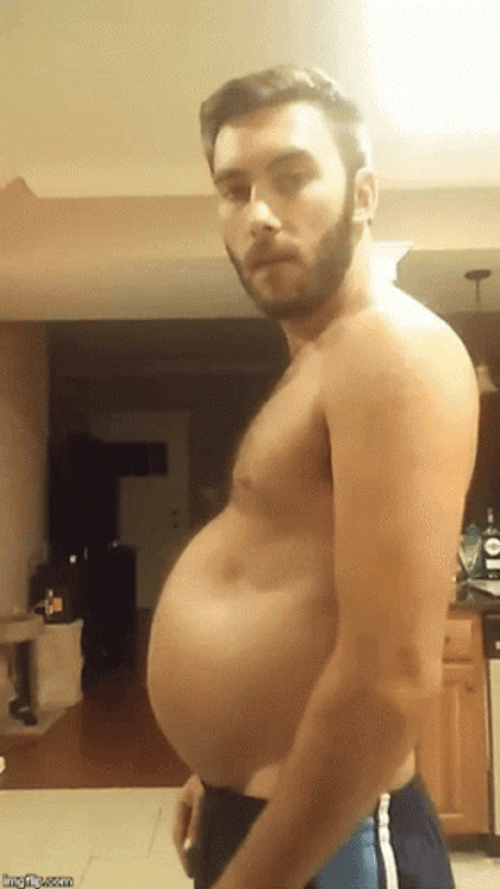 Belly Inflation Pregnant Man GIF