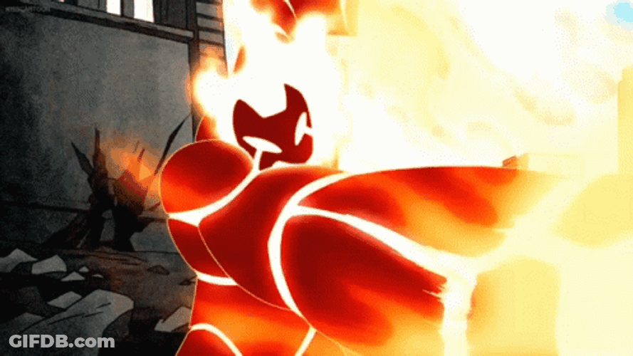 Ben 10 Heatblast Punching Mode GIF