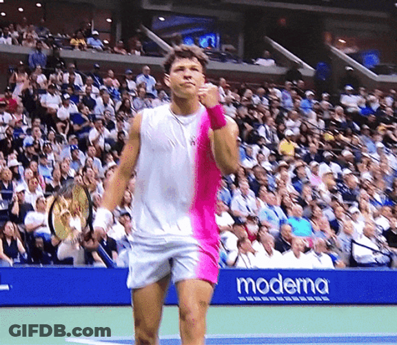 Ben Shelton Dodging Thrown Tennis Ball GIF