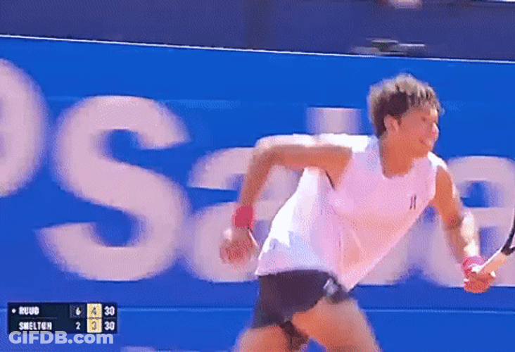Ben Shelton Falling Down After Hitting Ball GIF