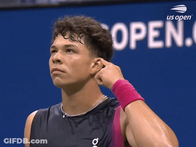 Ben Shelton Pointing At His Ear GIF
