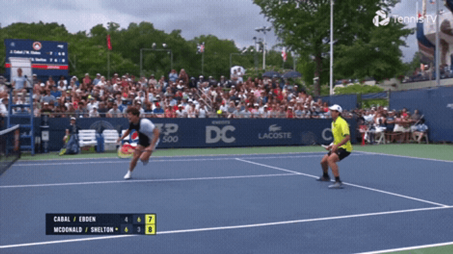 Ben Shelton Running Around Tennis Court GIF