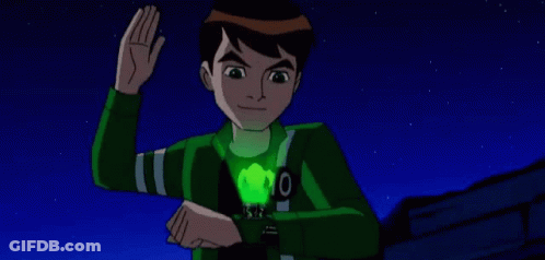Ben Tennyson From Ben 10 Is Holding A Green Laser In His Hand . GIF