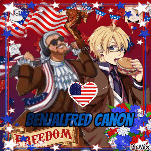 Benalfred Canon Holding Turkey And Hamburger GIF
