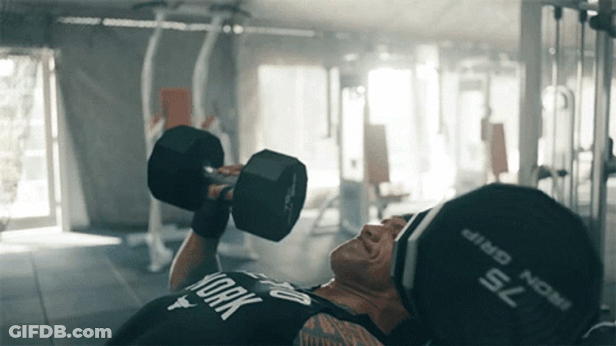 Bench Press The Rock GIF