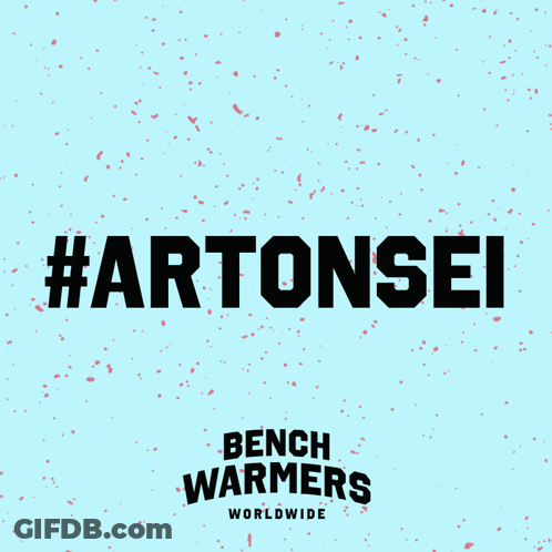 Bench Warmers Worldwide Logo #Artonsei On Blue GIF