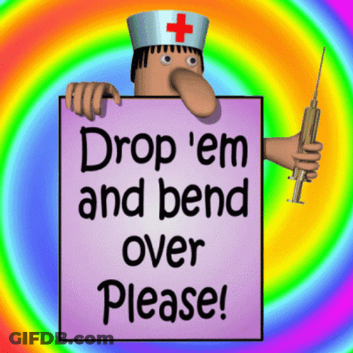 Bend Over Nurse Syringe Mobile Artwork GIF