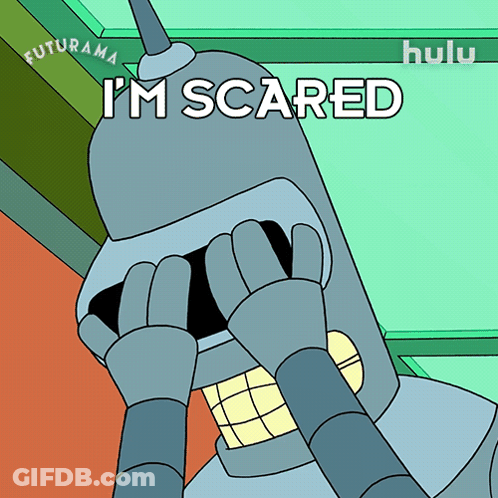 Bender Covering Face Saying Im Scared GIF