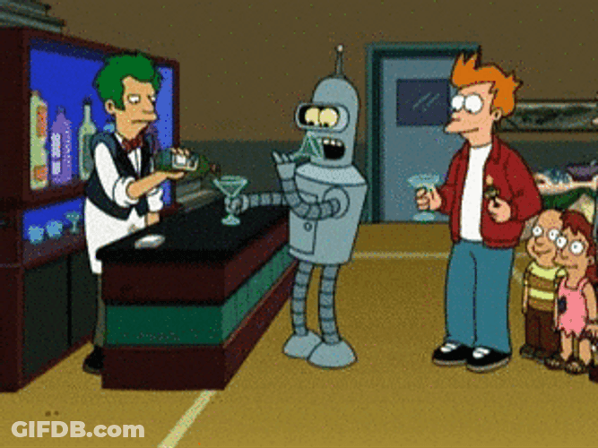 Bender Drinking At Bar Futurama GIF